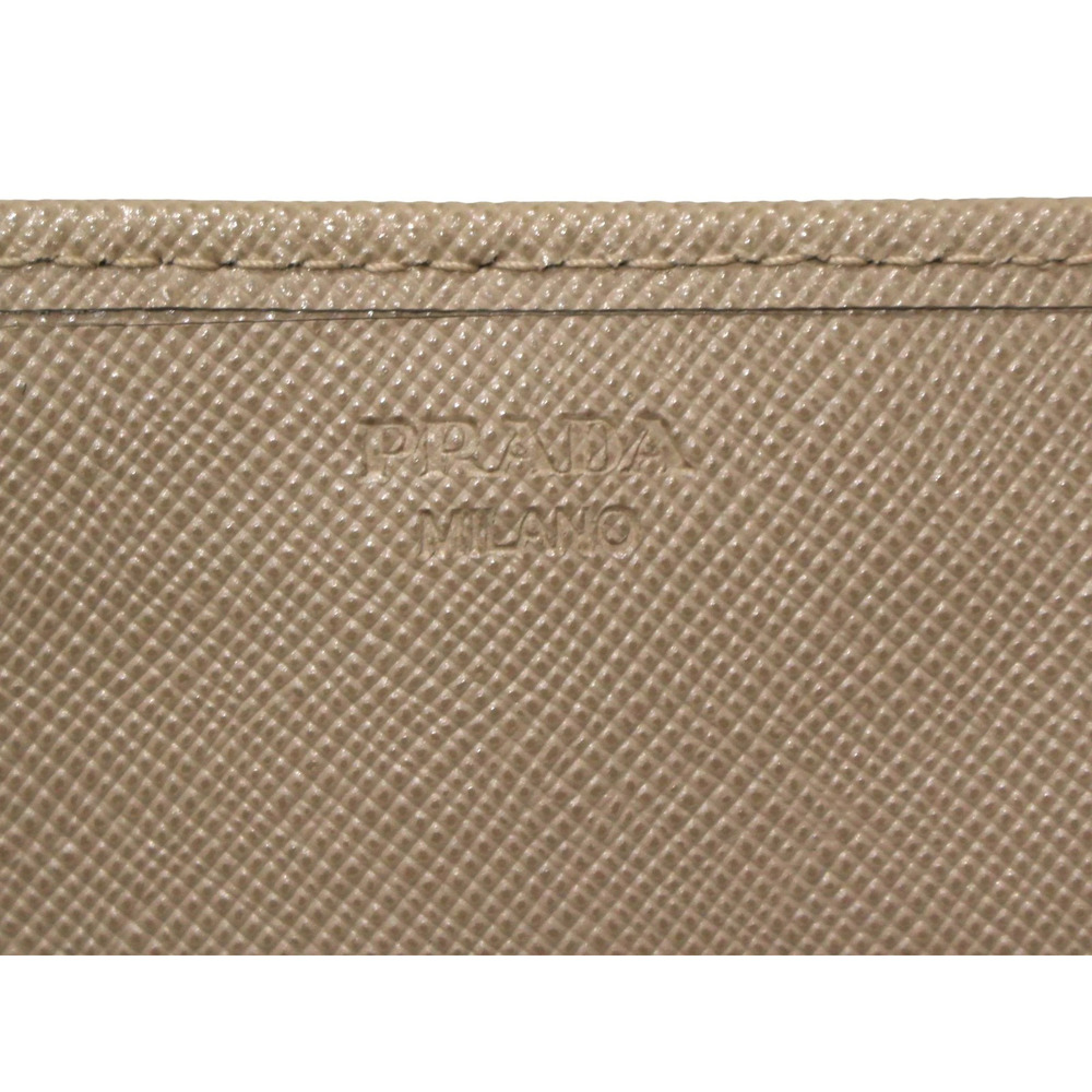 PRADA Saffiano Metal Leather Long Wallet CAMMEO Pink Beige Flap Double Snap - Picture 9 of 10